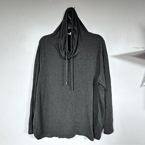 Workshop Republic Clothing Shirt Top Gray Cowl Neck with Drawstring, Baggy 1X